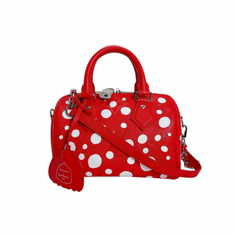 路易威登 Speedy Bandoulière 25 肩背包/手提包，草間彌生，Monogram Empreinte，M46411，紅色-1