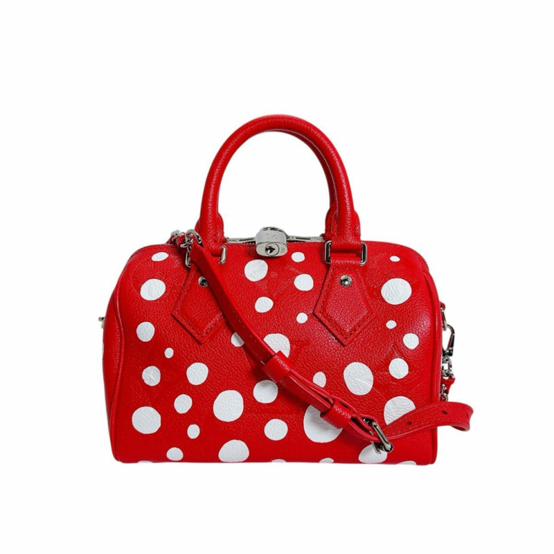 路易威登 Speedy Bandoulière 25 肩背包/手提包，草間彌生，Monogram Empreinte，M46411，紅色-2