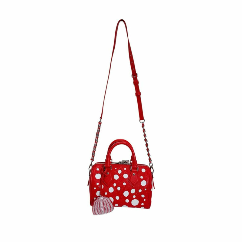 路易威登 Speedy Bandoulière 25 肩背包/手提包，草間彌生，Monogram Empreinte，M46411，紅色-3