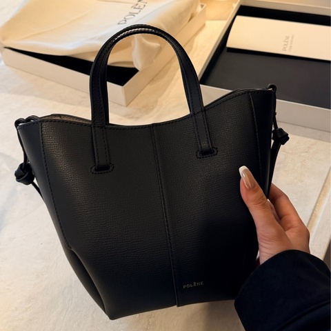 Polène Cyme Tote Nano 經典紋理黑 托特包|2026年2月巴黎購入|Polene Cyme 托特包