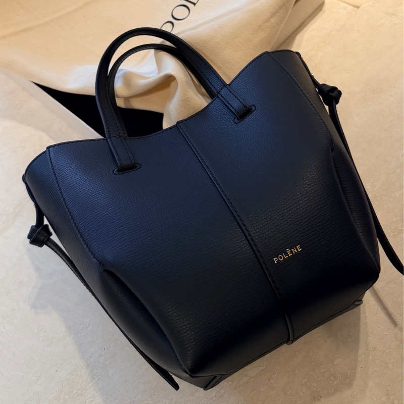 Polène Cyme Tote Nano 經典紋理黑 托特包|2026年2月巴黎購入|Polene Cyme 托特包-1