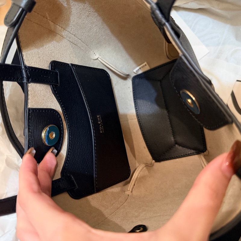 Polène Cyme Tote Nano 經典紋理黑 托特包|2026年2月巴黎購入|Polene Cyme 托特包-3