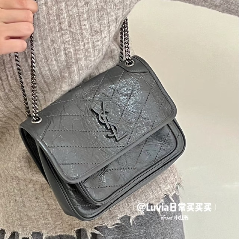 99新🈶購證❤️ ysl #灰色 #油蠟皮 #niki #小號-0