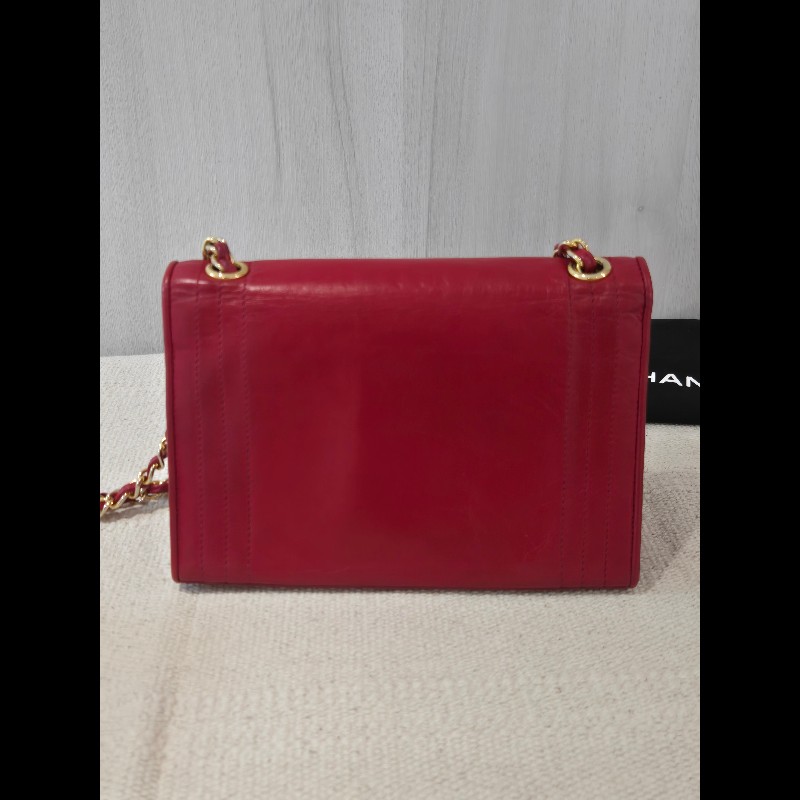 Chanel 香奈兒 vanity 絕版 紅色金鍊 鏈帶包 掀蓋包 woc 信封包-8