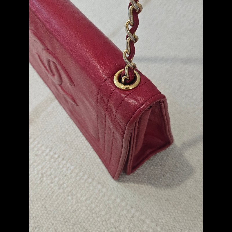 Chanel 香奈兒 vanity 絕版 紅色金鍊 鏈帶包 掀蓋包 woc 信封包-13