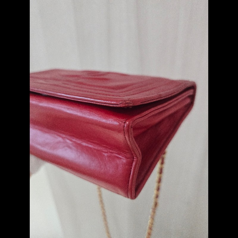 Chanel 香奈兒 vanity 絕版 紅色金鍊 鏈帶包 掀蓋包 woc 信封包-24