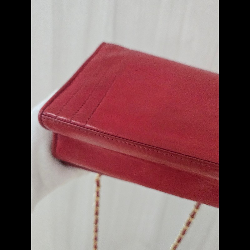 Chanel 香奈兒 vanity 絕版 紅色金鍊 鏈帶包 掀蓋包 woc 信封包-27