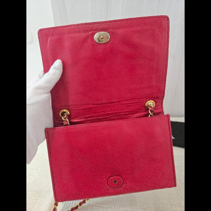Chanel 香奈兒 vanity 絕版 紅色金鍊 鏈帶包 掀蓋包 woc 信封包-33