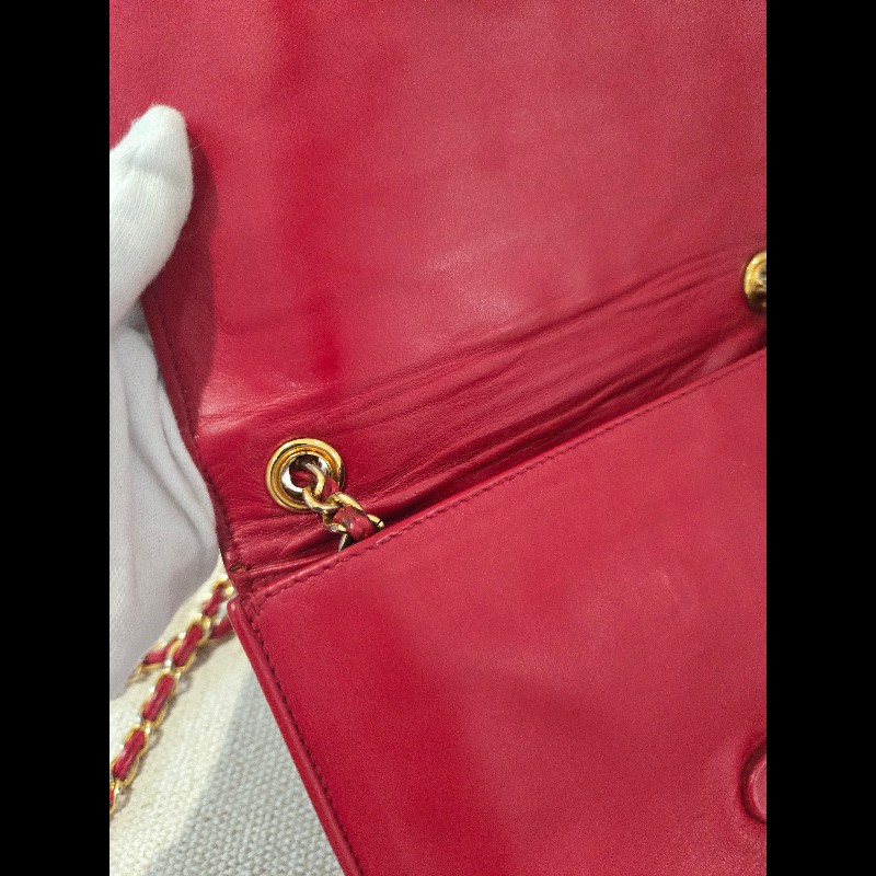 Chanel 香奈兒 vanity 絕版 紅色金鍊 鏈帶包 掀蓋包 woc 信封包-34