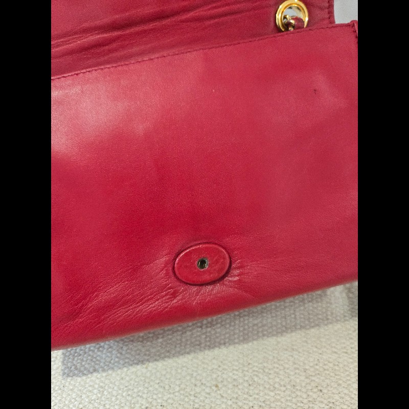 Chanel 香奈兒 vanity 絕版 紅色金鍊 鏈帶包 掀蓋包 woc 信封包-36