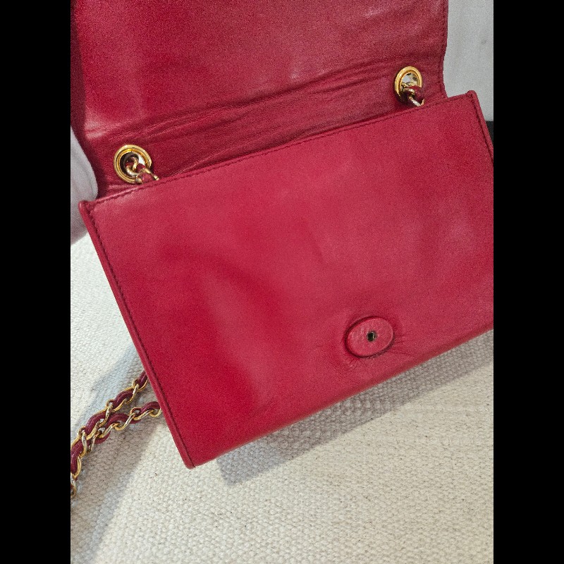 Chanel 香奈兒 vanity 絕版 紅色金鍊 鏈帶包 掀蓋包 woc 信封包-37