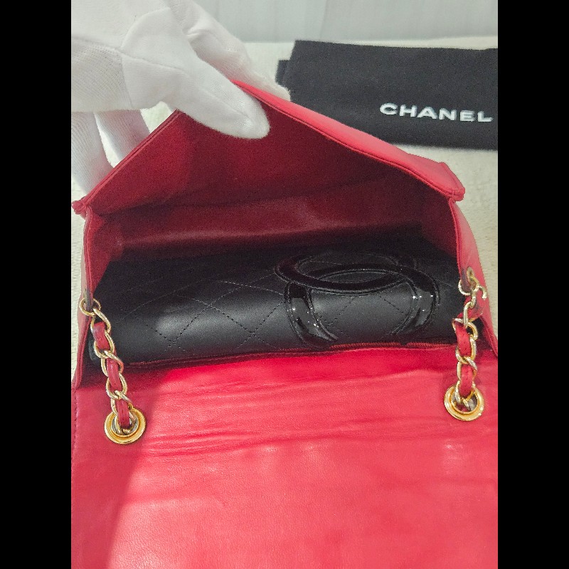 Chanel 香奈兒 vanity 絕版 紅色金鍊 鏈帶包 掀蓋包 woc 信封包-39