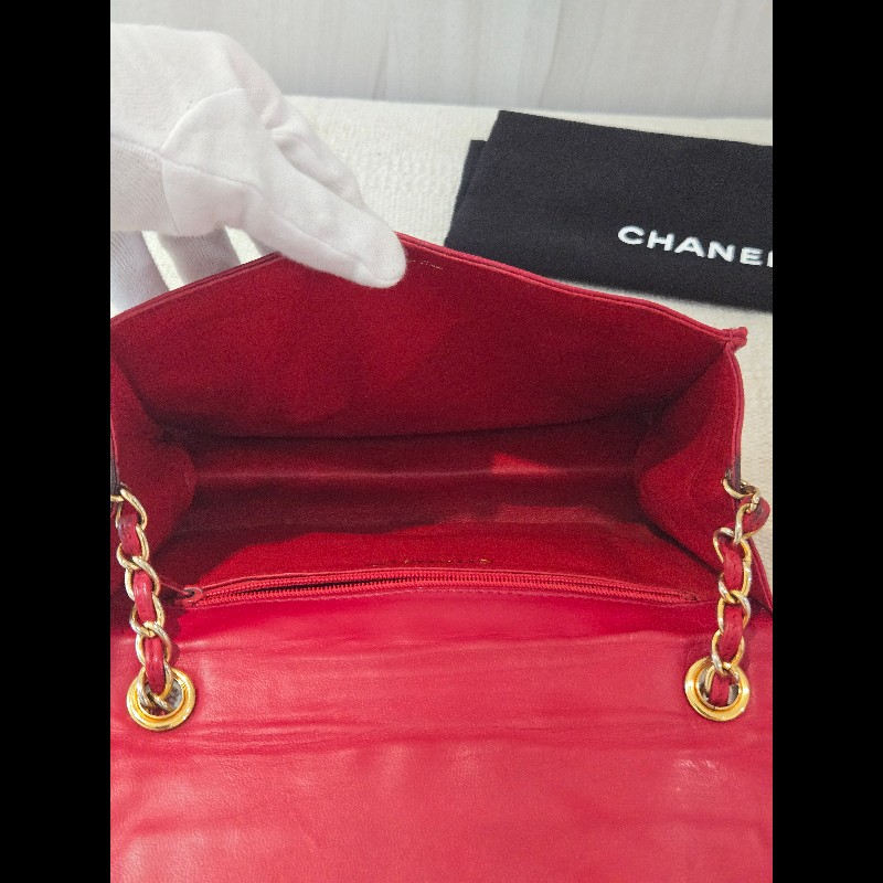 Chanel 香奈兒 vanity 絕版 紅色金鍊 鏈帶包 掀蓋包 woc 信封包-40