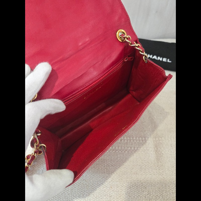 Chanel 香奈兒 vanity 絕版 紅色金鍊 鏈帶包 掀蓋包 woc 信封包-41
