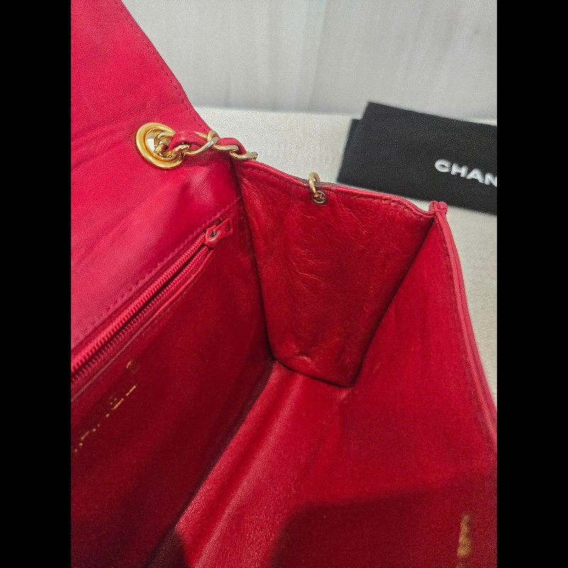 Chanel 香奈兒 vanity 絕版 紅色金鍊 鏈帶包 掀蓋包 woc 信封包-42