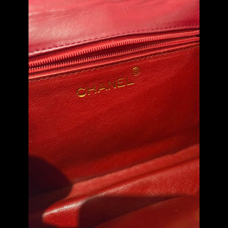 Chanel 香奈兒 vanity 絕版 紅色金鍊 鏈帶包 掀蓋包 woc 信封包-44
