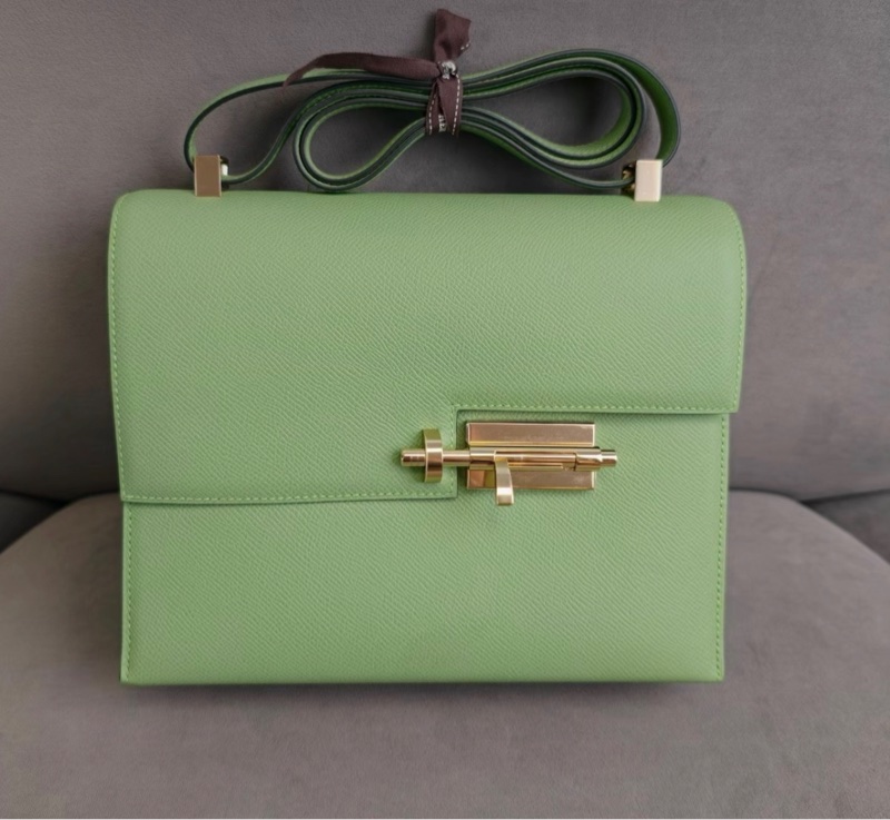 Hermes/愛馬仕 verrou23手槍包 牛油果綠金扣epsom皮 Y刻-0