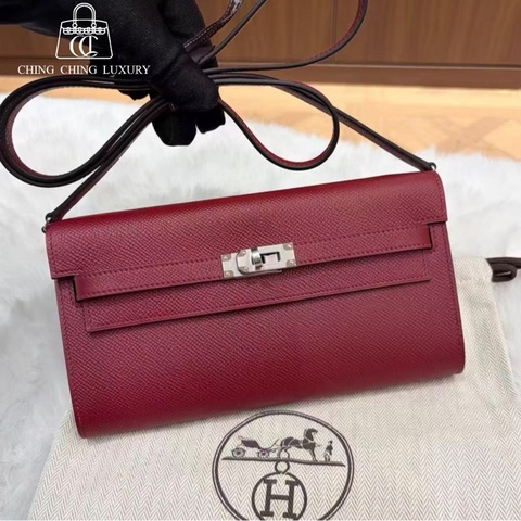 🌈Hermes❤️Kelly to go❤️K1石榴紅銀扣🌈未使用閒置🌟Epsom皮🌟Stamp U🌟Kellytogo🌟kellywallet🌟kelly🌟愛馬仕🌟