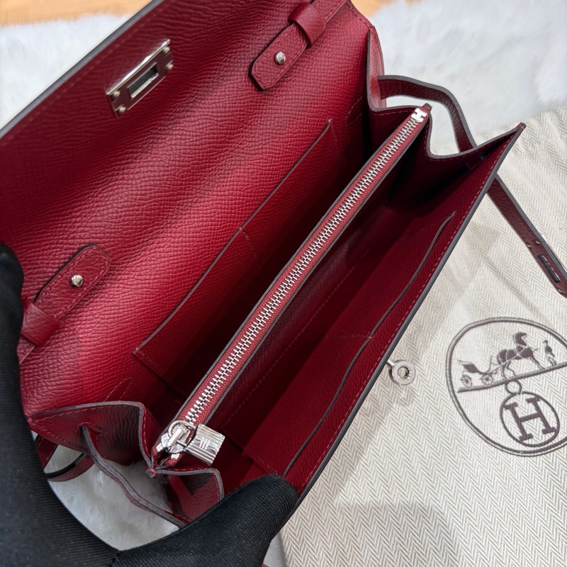 🌈Hermes❤️Kelly to go❤️K1石榴紅銀扣🌈未使用閒置🌟Epsom皮🌟Stamp U🌟Kellytogo🌟kellywallet🌟kelly🌟愛馬仕🌟-2