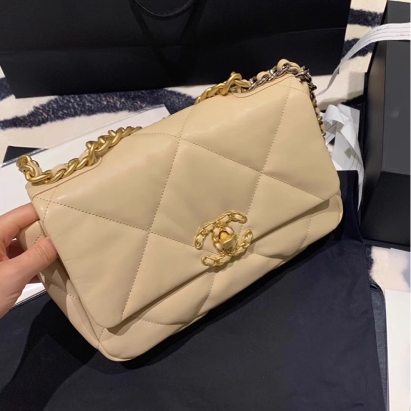 99新全配❤️ 香奈兒 #19bag #奶茶色 #金釦 #小號-1