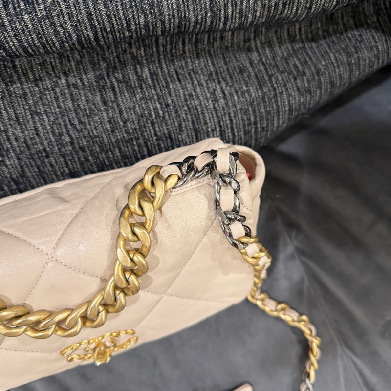 99新全配❤️ 香奈兒 #19bag #奶茶色 #金釦 #小號-5