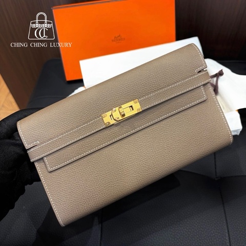 🌈Hermes🧡Kelly Wallet長銀包🧡大象灰金扣🌟未使用閑置🌈Epsom皮🌟kellywallet🌟kelly🌟hermeswallet🌟愛馬仕🌟