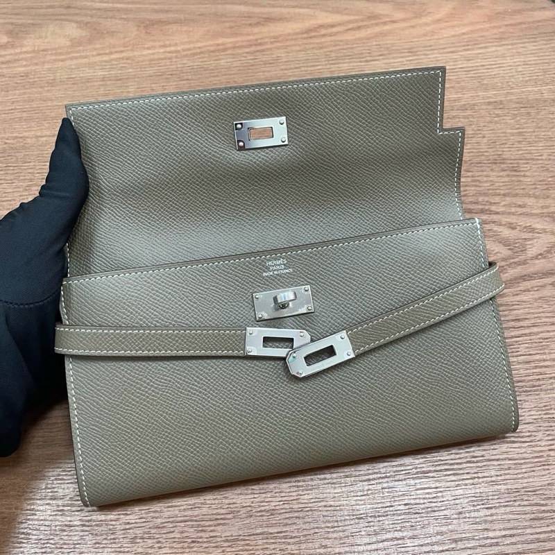 🌈Hermes🧡Kelly Wallet長銀包🧡大象灰銀扣🌟99.5新閑置🌈Epsom皮🌟kellywallet🌟kelly🌟hermeswallet🌟愛馬仕🌟-1