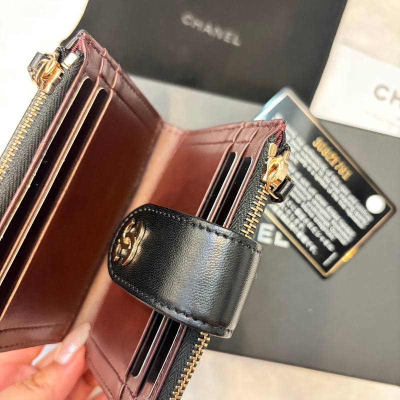 Chanel全新黑金 雙拉鏈卡包 零錢包✨-1