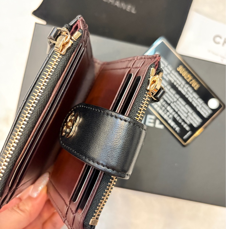 Chanel全新黑金 雙拉鏈卡包 零錢包✨-2