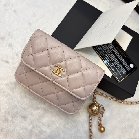 Chanel 金球 粉紫 灰粉色 腰包 斜挎包 mini小廢包✨