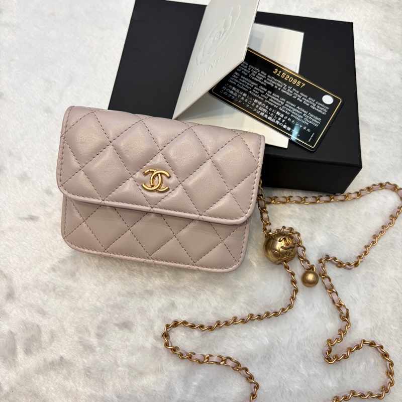 Chanel 金球 粉紫 灰粉色 腰包 斜挎包 mini小廢包✨-2