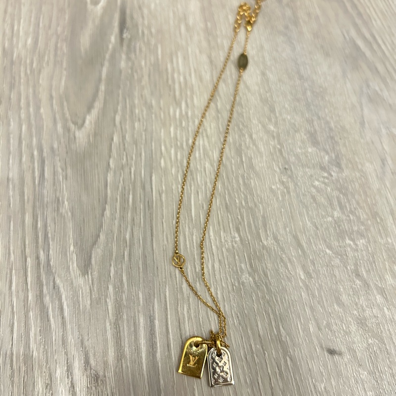 LV 金色銀雙面小吊牌項鍊-5
