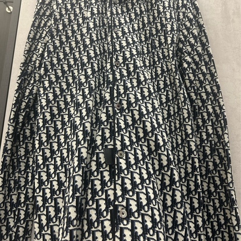 Dior 海軍藍棉質緹花針織襯衫