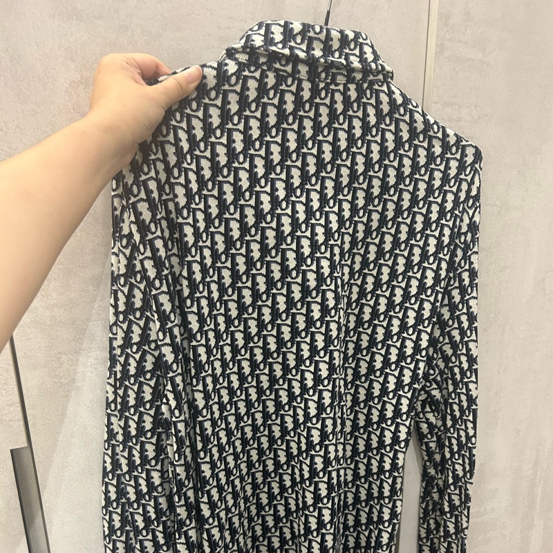 Dior 海軍藍棉質緹花針織襯衫-6