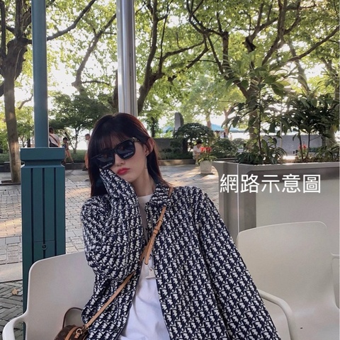 Dior 海軍藍棉質緹花針織襯衫