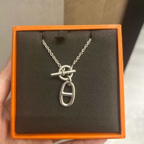 Hermes 愛馬仕 豬鼻子 T扣 純銀項鏈