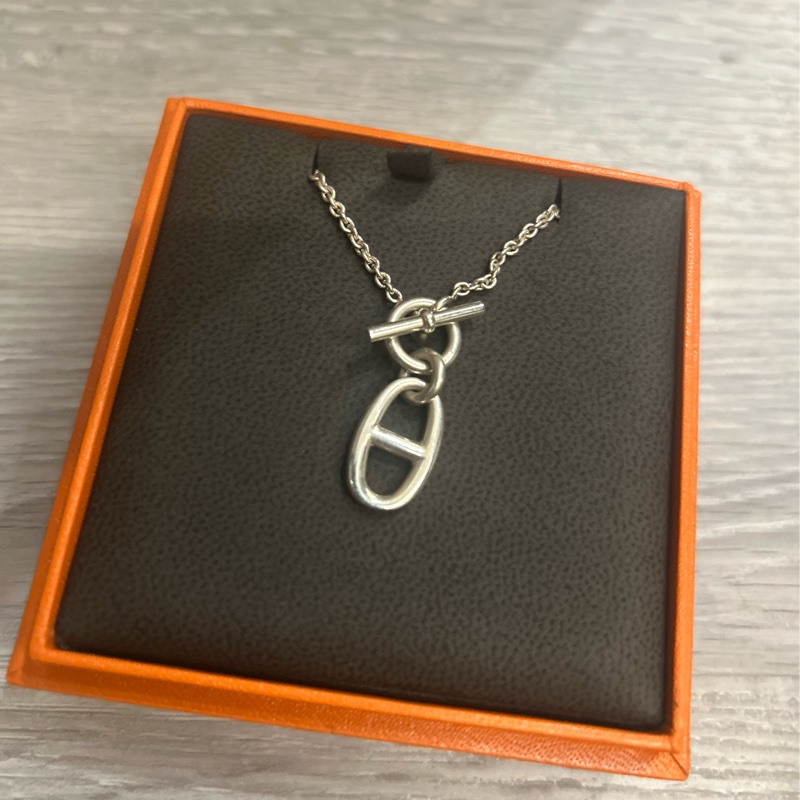 Hermes 愛馬仕 豬鼻子 T扣 純銀項鏈-1