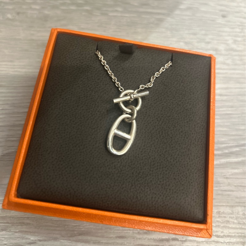 Hermes 愛馬仕 豬鼻子 T扣 純銀項鏈-7