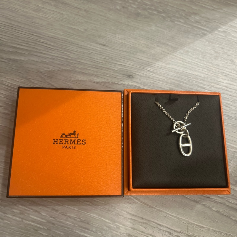 Hermes 愛馬仕 豬鼻子 T扣 純銀項鏈-16