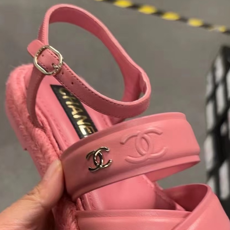 【全新品】香奈兒內購chanel 粉色漁夫鞋涼37碼全皮-6