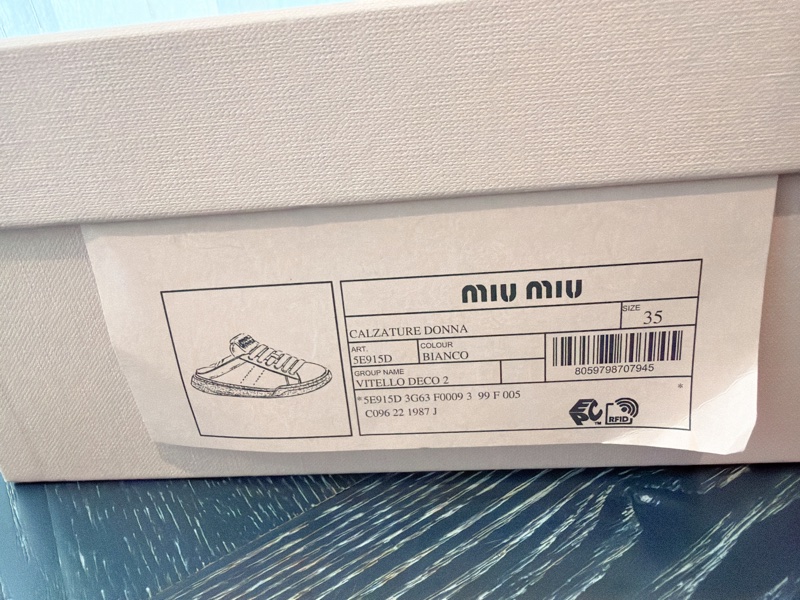 二手精品自賣❤️Miu Miu髒髒款半拖休閒厚底鞋.懶人拖鞋.小白鞋.好穿好搭配✨35號.全配-17