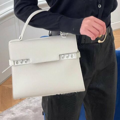 DELVAUX Tempete白色肩背斜背包21*16*7 98新配件塵袋