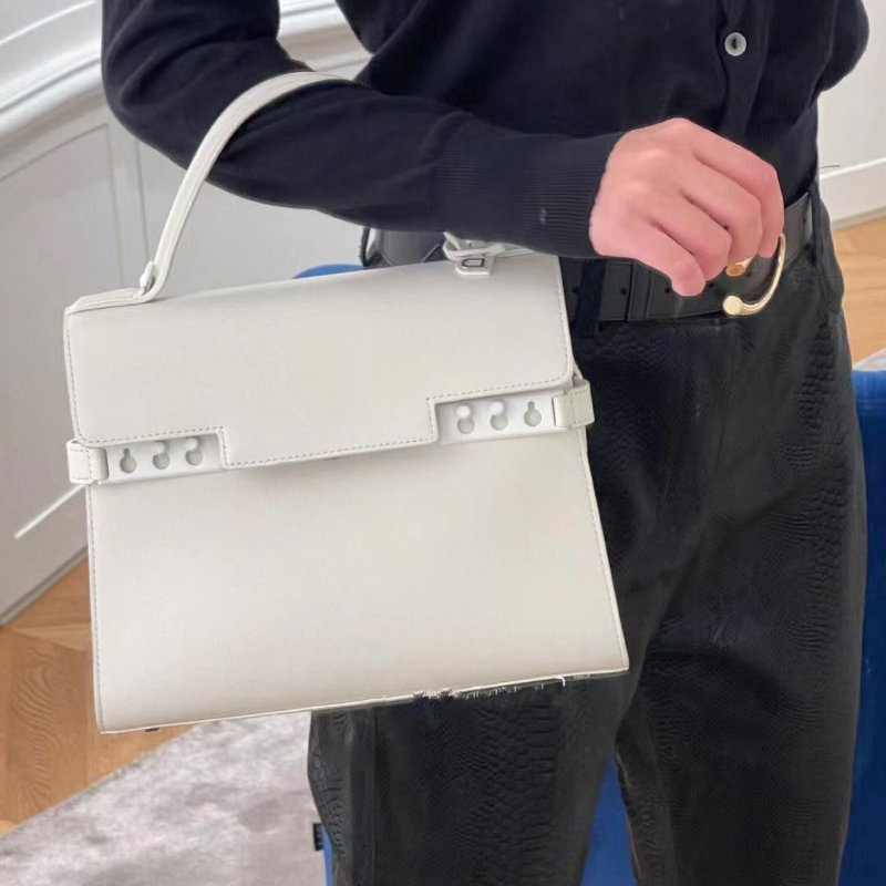 DELVAUX Tempete白色肩背斜背包21*16*7 98新配件塵袋-0