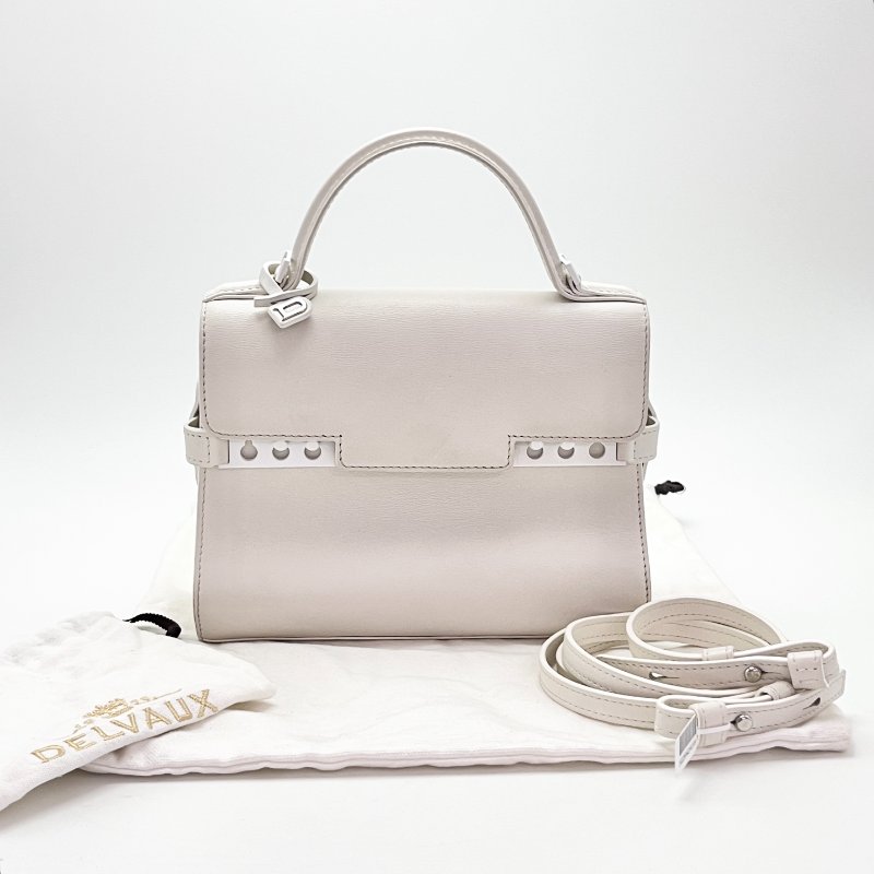 DELVAUX Tempete白色肩背斜背包21*16*7 98新配件塵袋-1