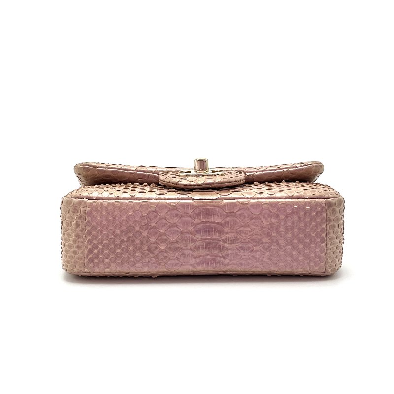 CHANEL 閃光淡紫色金扣蛇皮 CF小mini肩背斜背鏈條包 17*10*5 98新配件塵袋-5