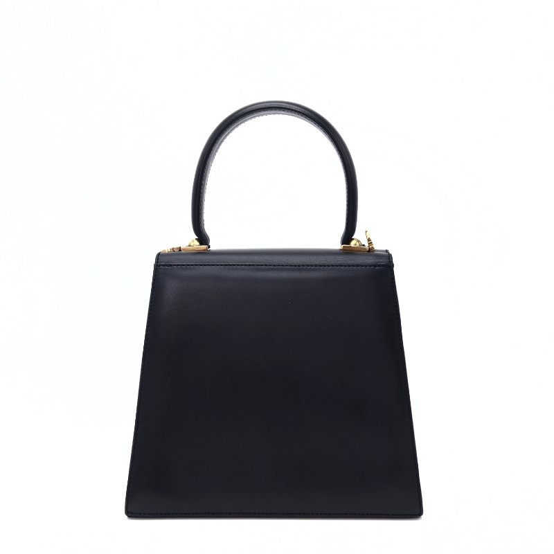 FERRAGAMO 黑色金扣小號 博物館手提斜背包20*18*9 98新配件塵袋-7