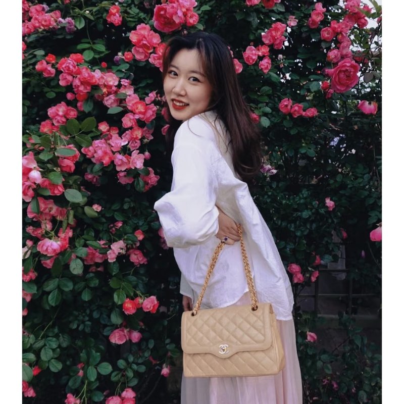 ️CHANEL 巴黎限定奶茶色 鴛鴦扣CF肩背斜背包 26.5*17*7 98新配件塵袋-2