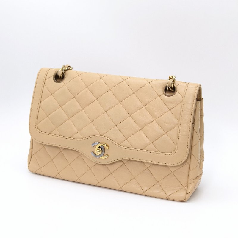 ️CHANEL 巴黎限定奶茶色 鴛鴦扣CF肩背斜背包 26.5*17*7 98新配件塵袋-4