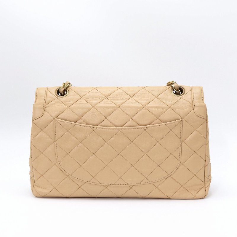 ️CHANEL 巴黎限定奶茶色 鴛鴦扣CF肩背斜背包 26.5*17*7 98新配件塵袋-8