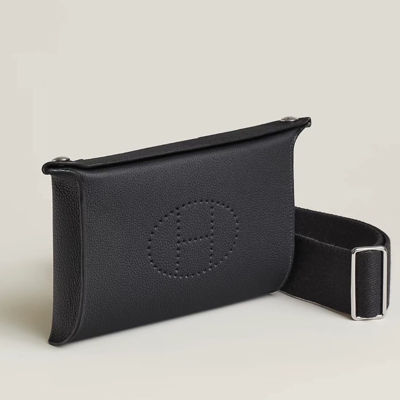 經典百搭 愛馬仕Hermès Videpoches 黑色Togo皮帆布背袋肩背包 H084283 簡約隨性靜奢美學 🖤-5